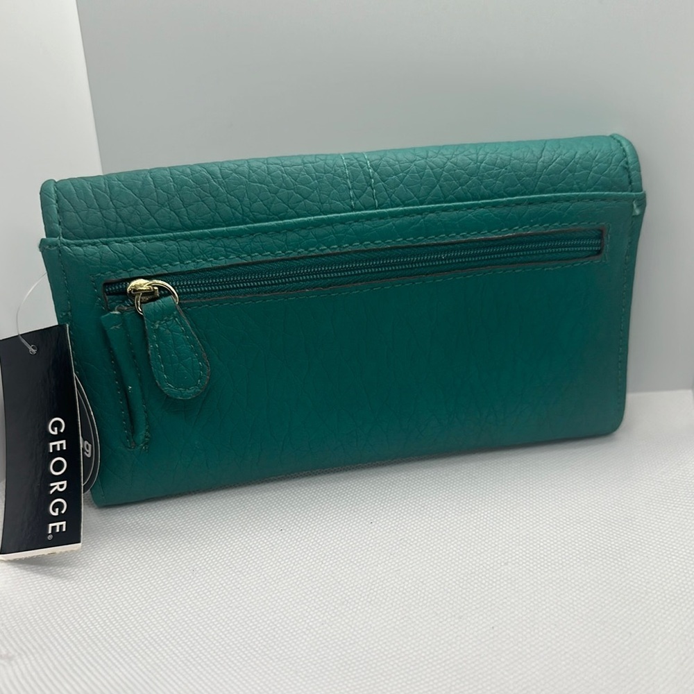 NWT George Leather Wallet Designer available colors :Green and Teal - Picture 2 of 16